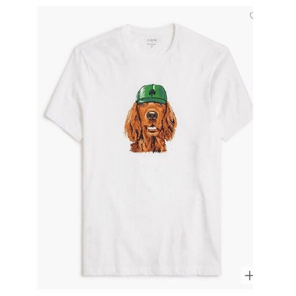 J.Crew Men’s XL Graphic Tee Dog in Shamrock Hat St. Patrick’s Irish NWT - Picture 2 of 11